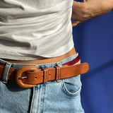 Handmade leather belt w. horsehair