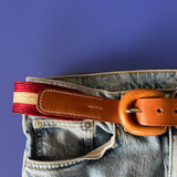 Handmade leather belt w. horsehair