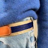 Handmade leather belt w. horsehair